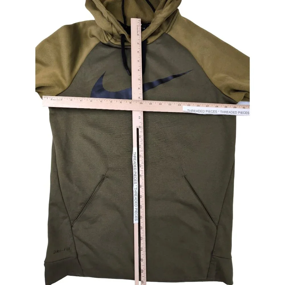 Nike Hoodie Mens S Green Therma‎ Swoosh Essential Pullover Dri Fit Sweatshirt